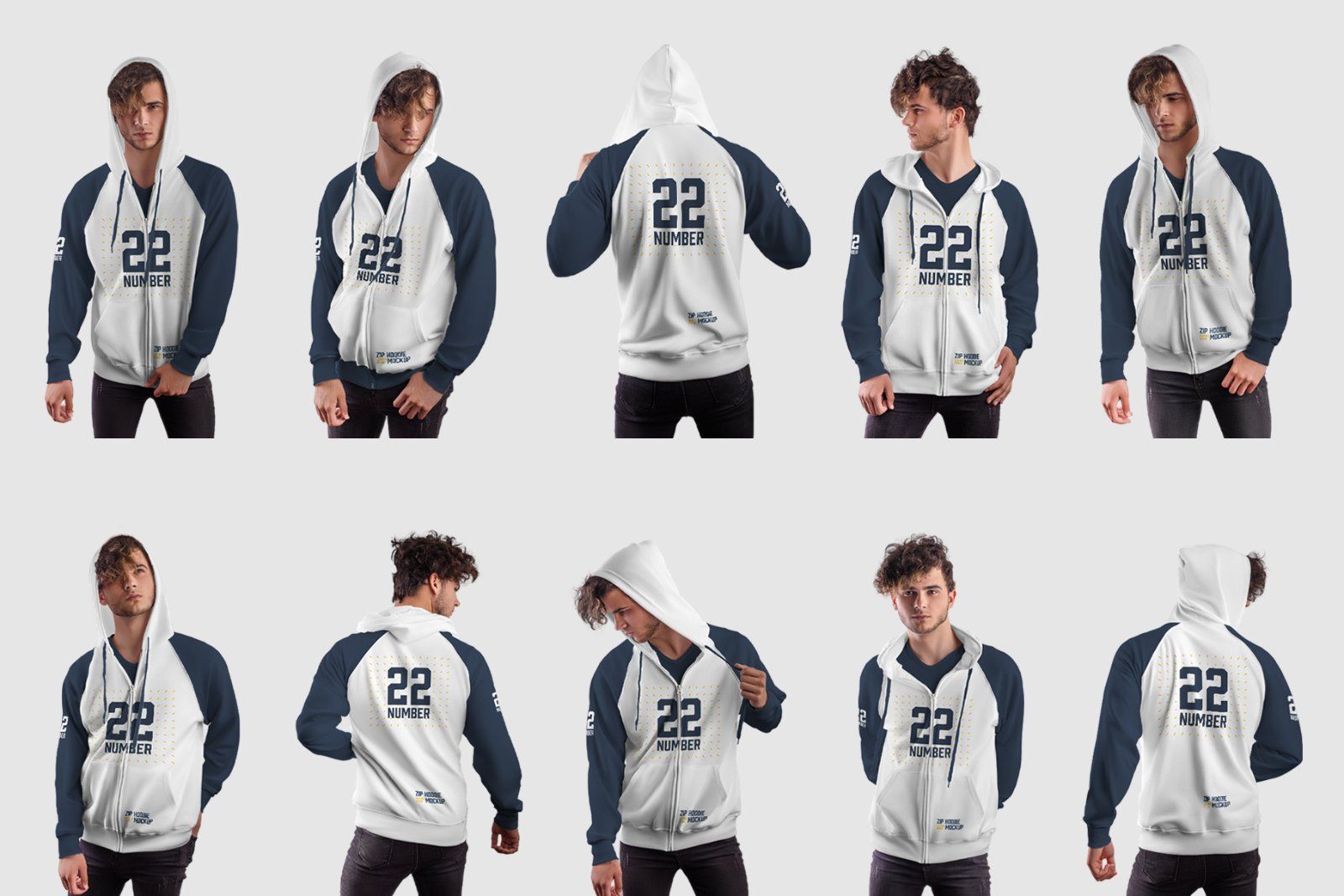 10 Men's Zip Hoodie Mockups — image 2