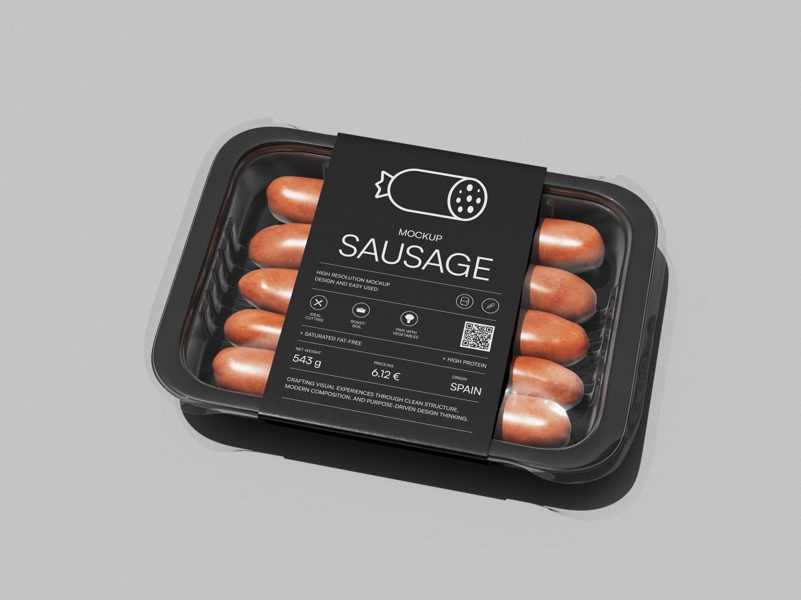 Black and Orange Plastic Sausage Tray Packaging Mockup — image 3