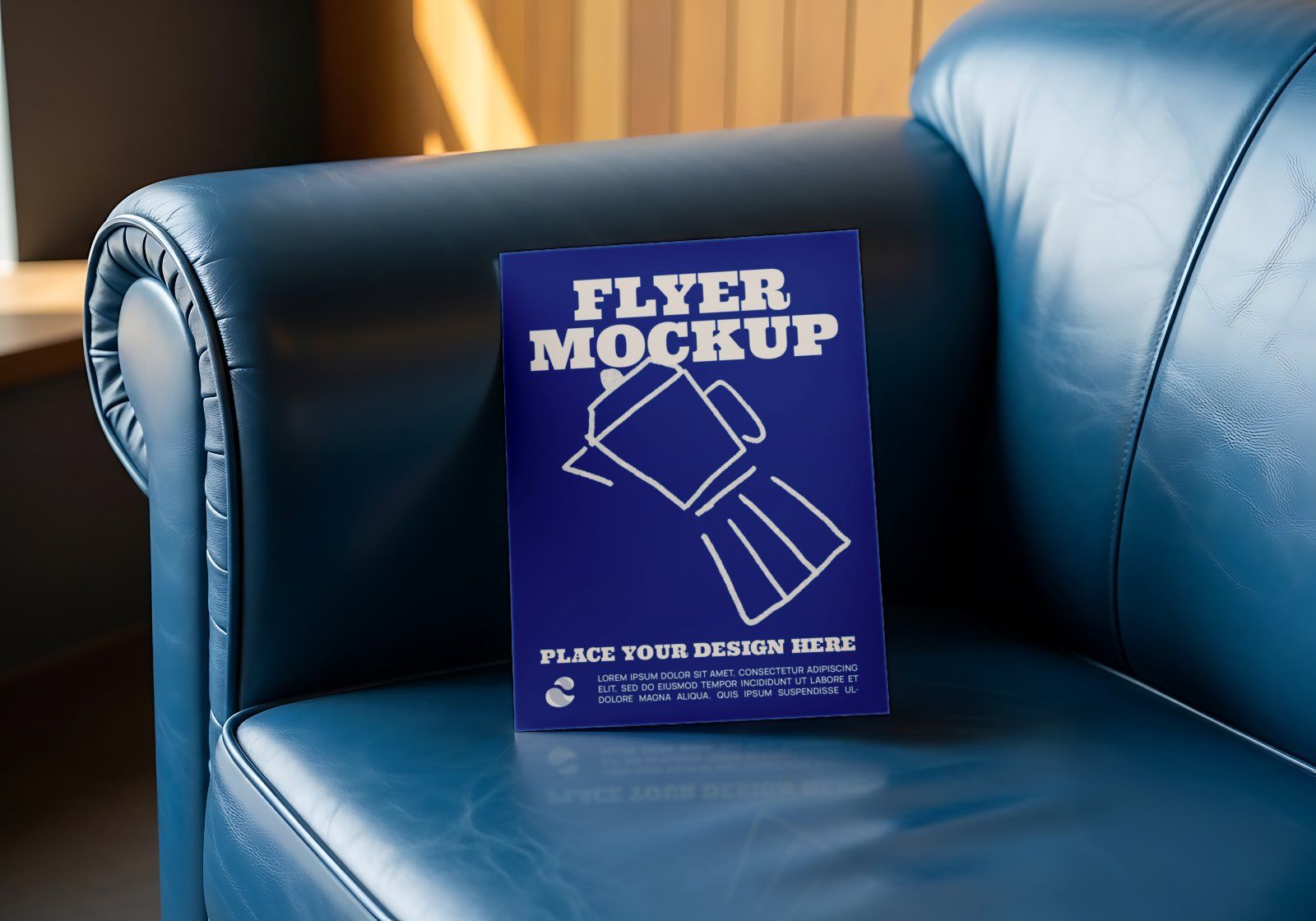 Premium Branding Blue Cafe Coffee Shop Mockup