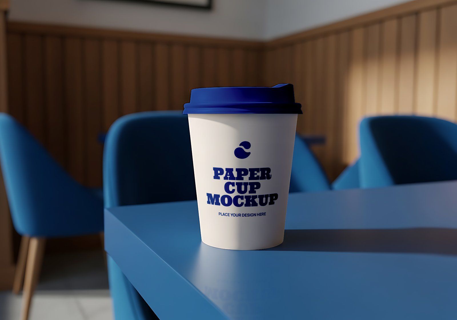 Premium Branding Blue Cafe Coffee Shop Mockup