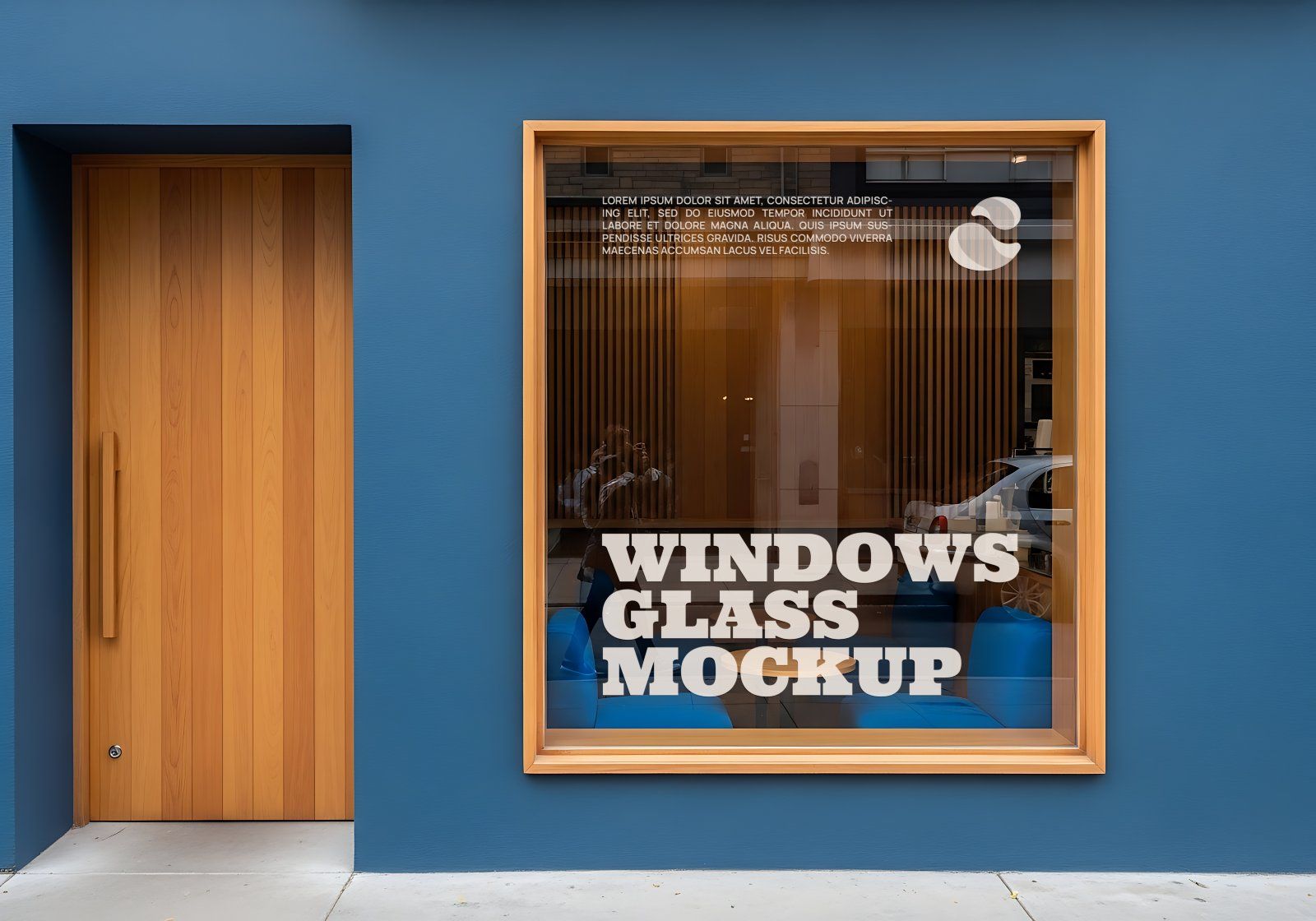 Premium Branding Blue Cafe Coffee Shop Mockup