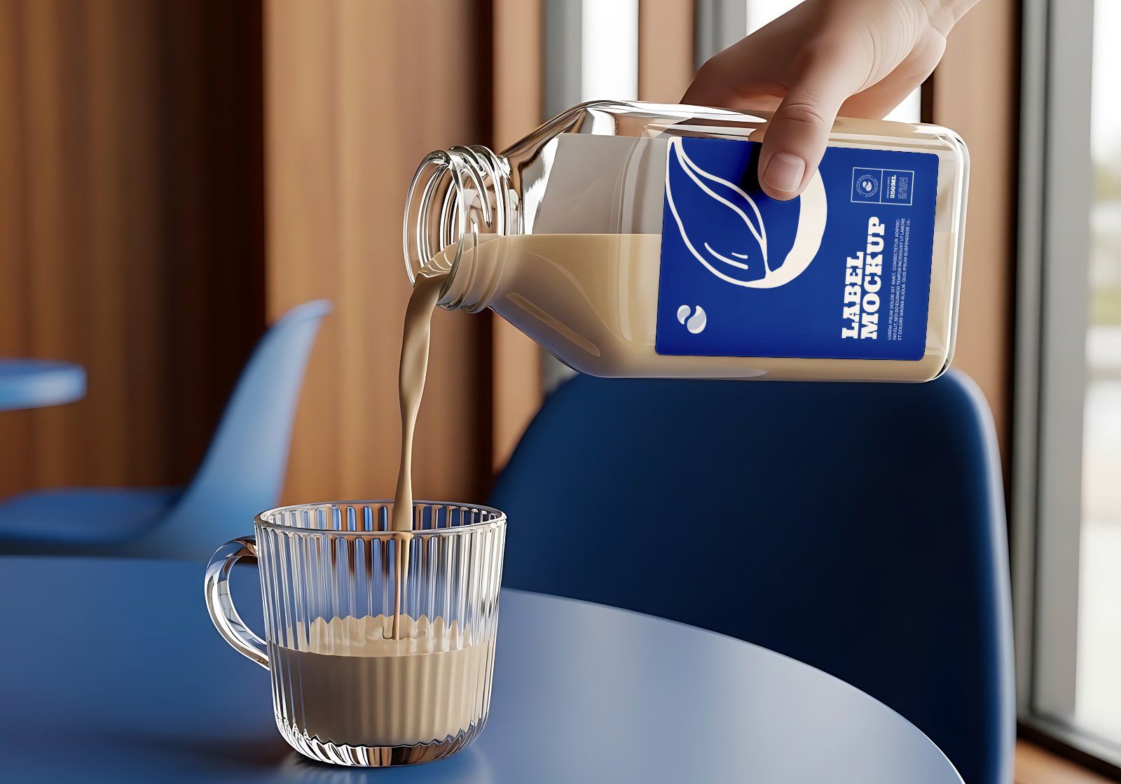 Premium Branding Blue Cafe Coffee Shop Mockup