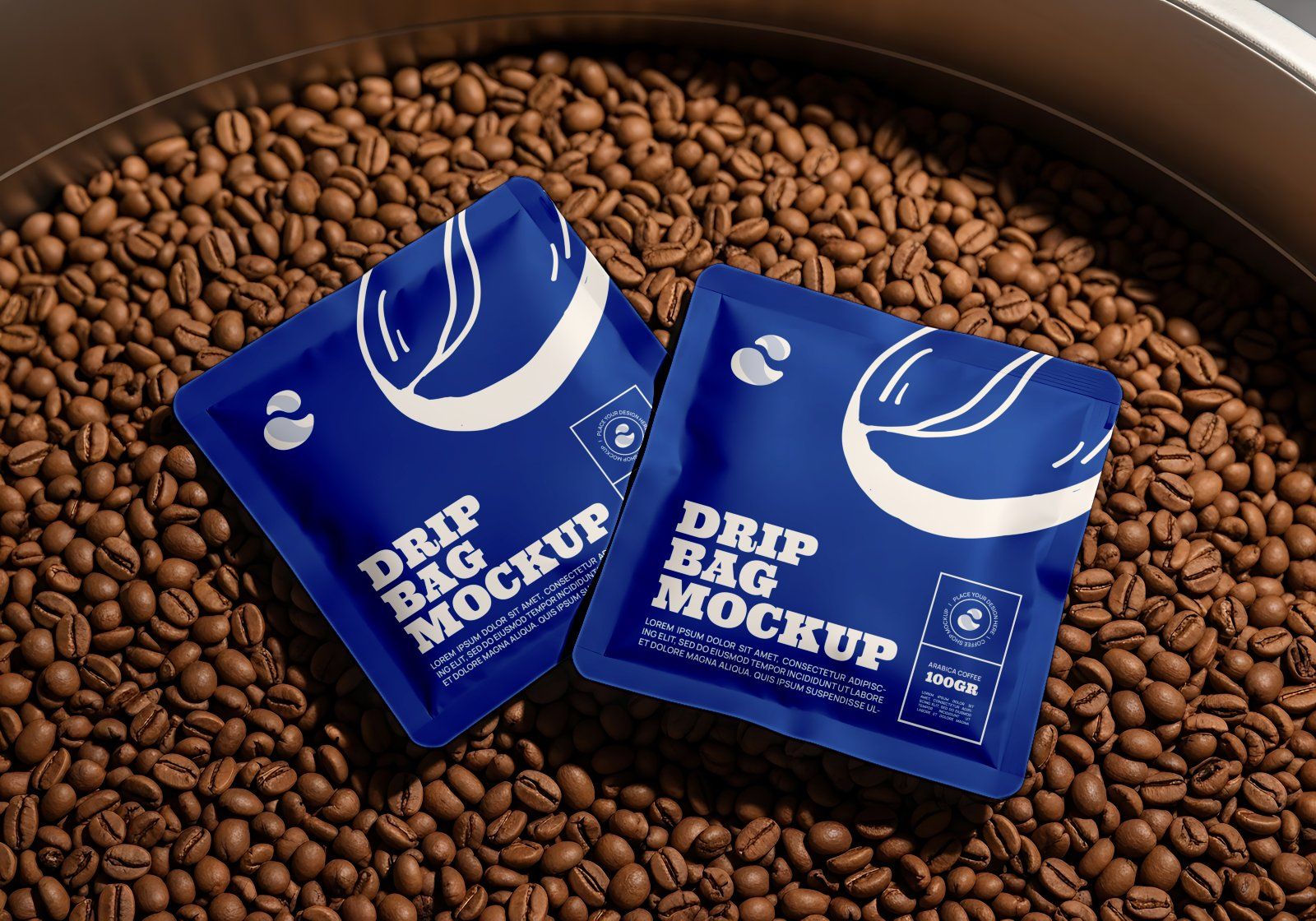 Premium Branding Blue Cafe Coffee Shop Mockup