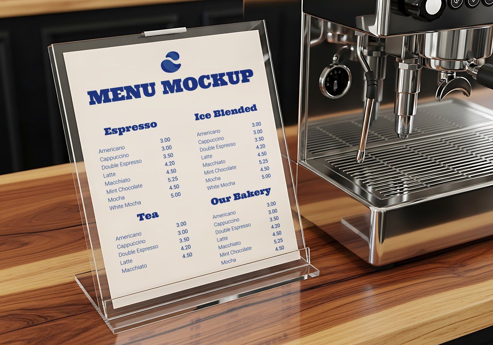 Premium Branding Blue Cafe Coffee Shop Mockup