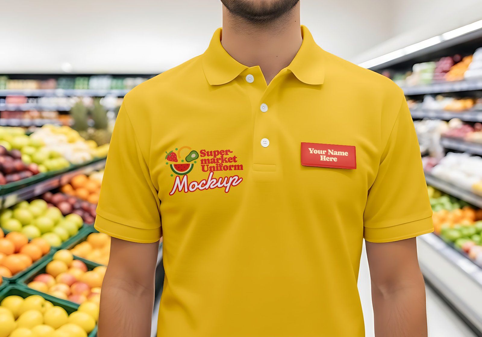 Fruit Market Mockup Kit – Juice Can, Plastic Bag, Price Tag, Cart, Uniform & More