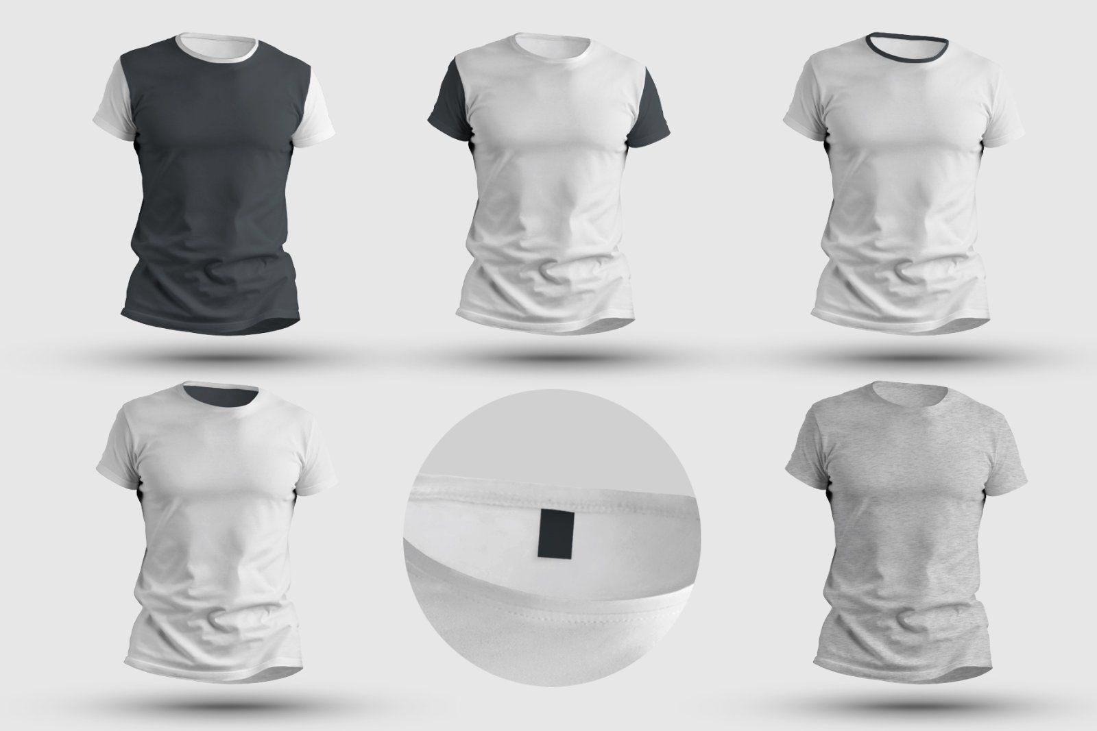 8 Mockups t-shirts 3d man