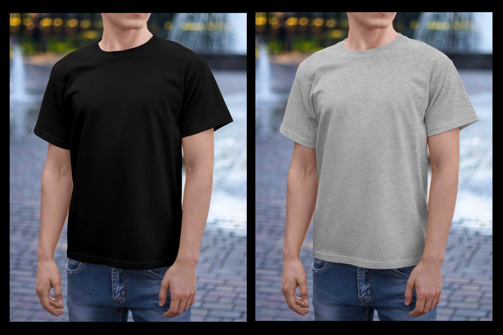 5 Mockups Man T-Shirt on the Street