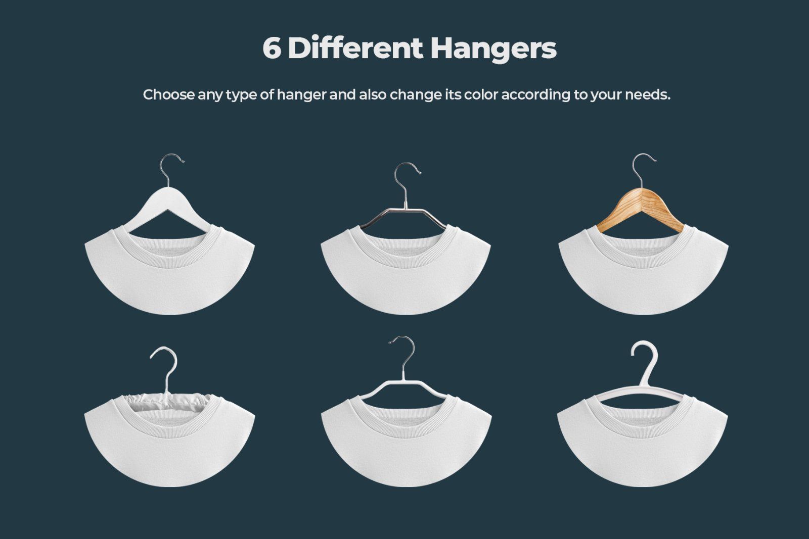 Front and Back Sweatshirt Mockup On 6 Different Hangers — image 3
