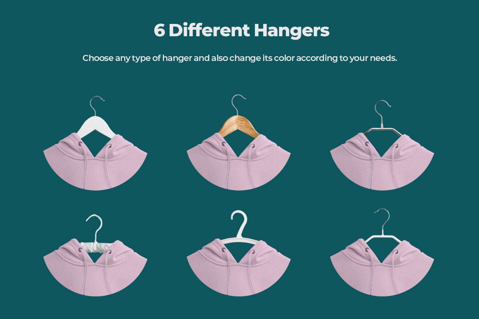 Front and Back Woman Hoodie Mockup On 6 Different Hangers — image 3