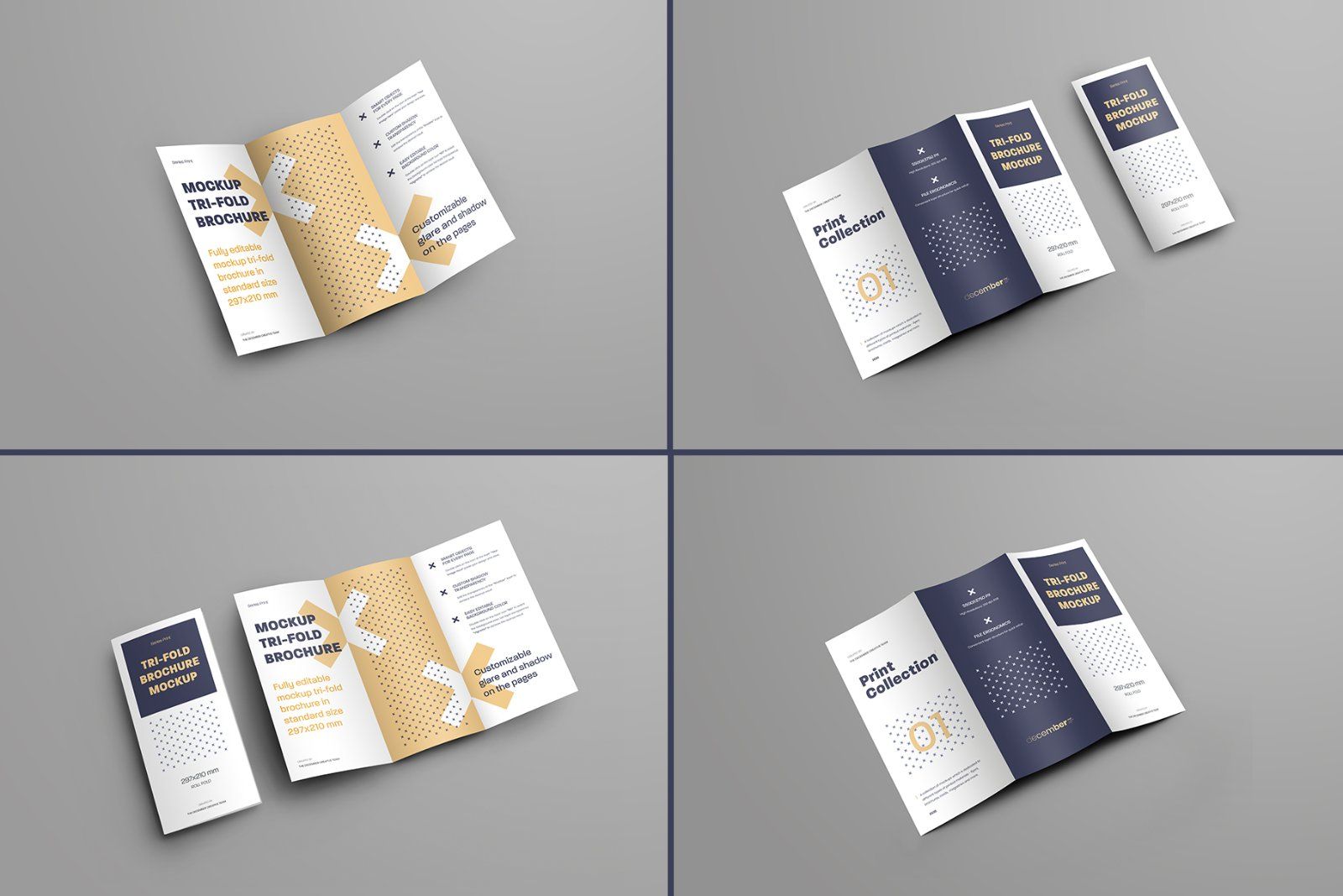 7 Mockups Leafleat DL Trifold Brochure