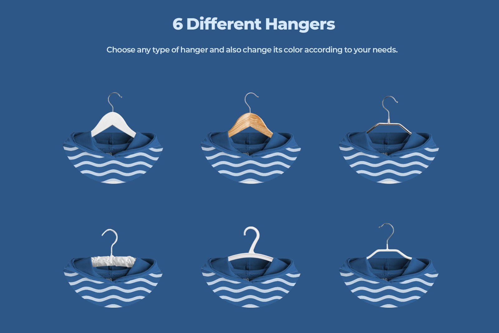 Front and Back Men Hoodie Mockup On 6 Different Hangers — image 3