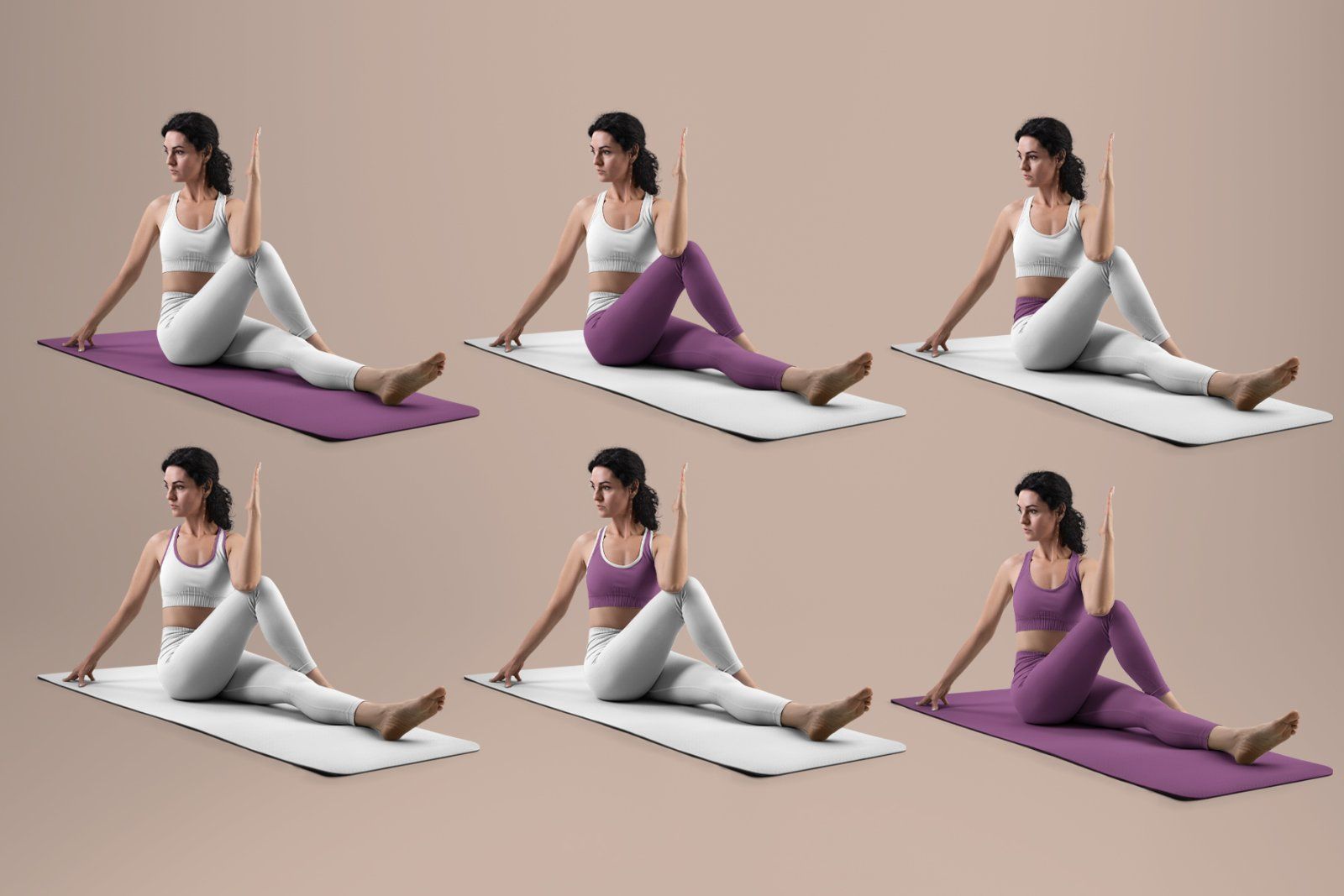 6 Mockups Leggings, Top and Mat for Yoga and Pilates. vol.01