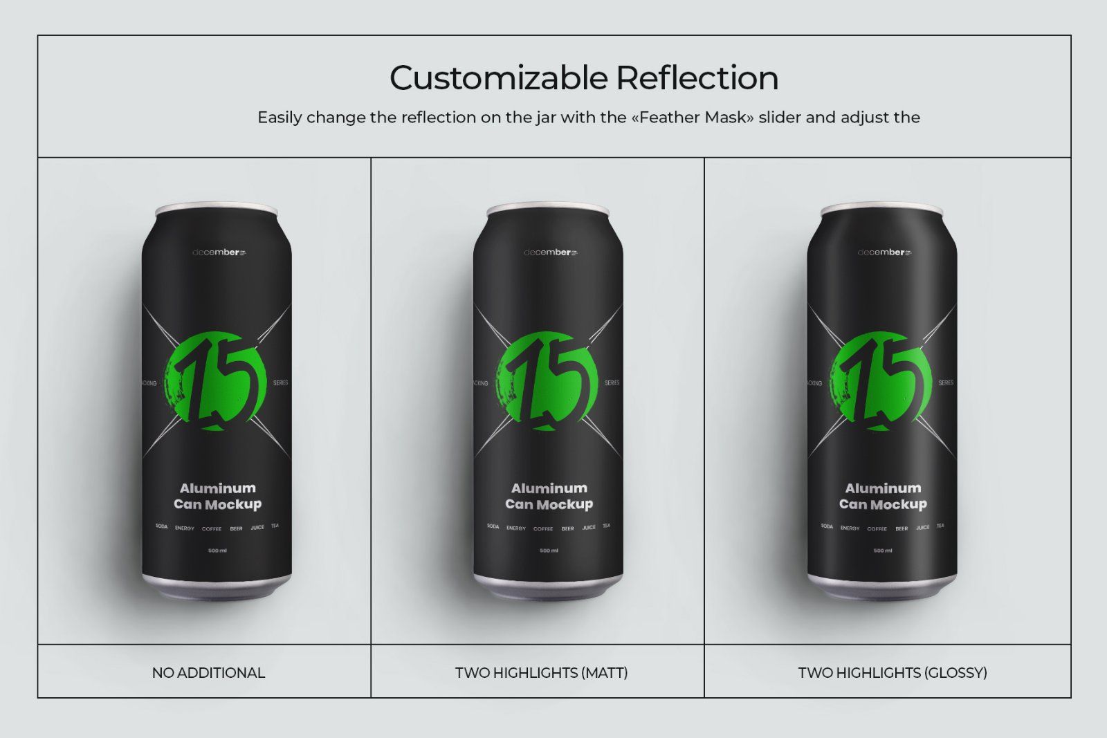 8 Mockups Aluminium Can 500 Ml