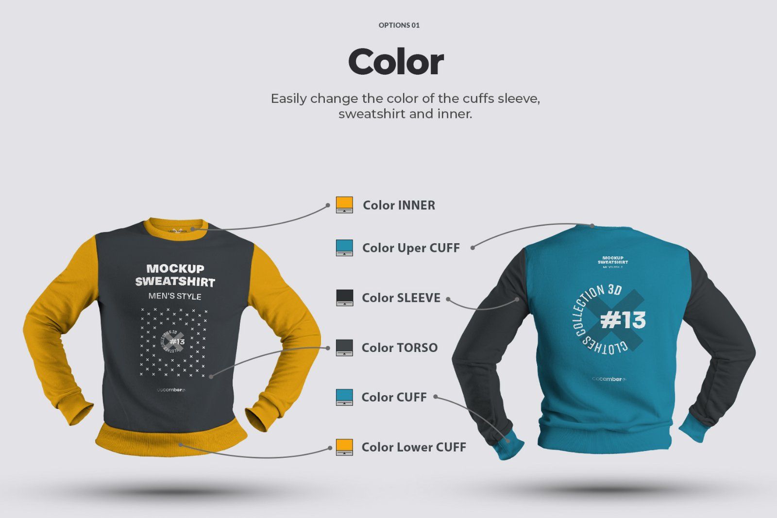 8 mockups mens 3D sweatshirt