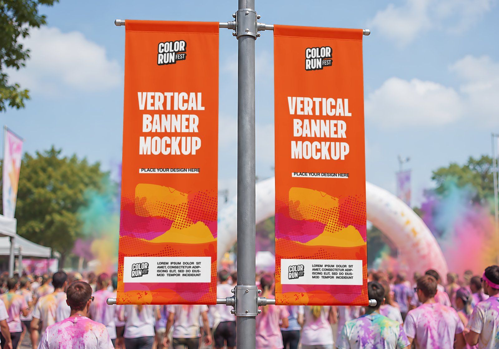 Premium Color Run Event Mockup Bundle – 15 Dynamic PSD Scenes for Sports Festival & Marathon Brandin