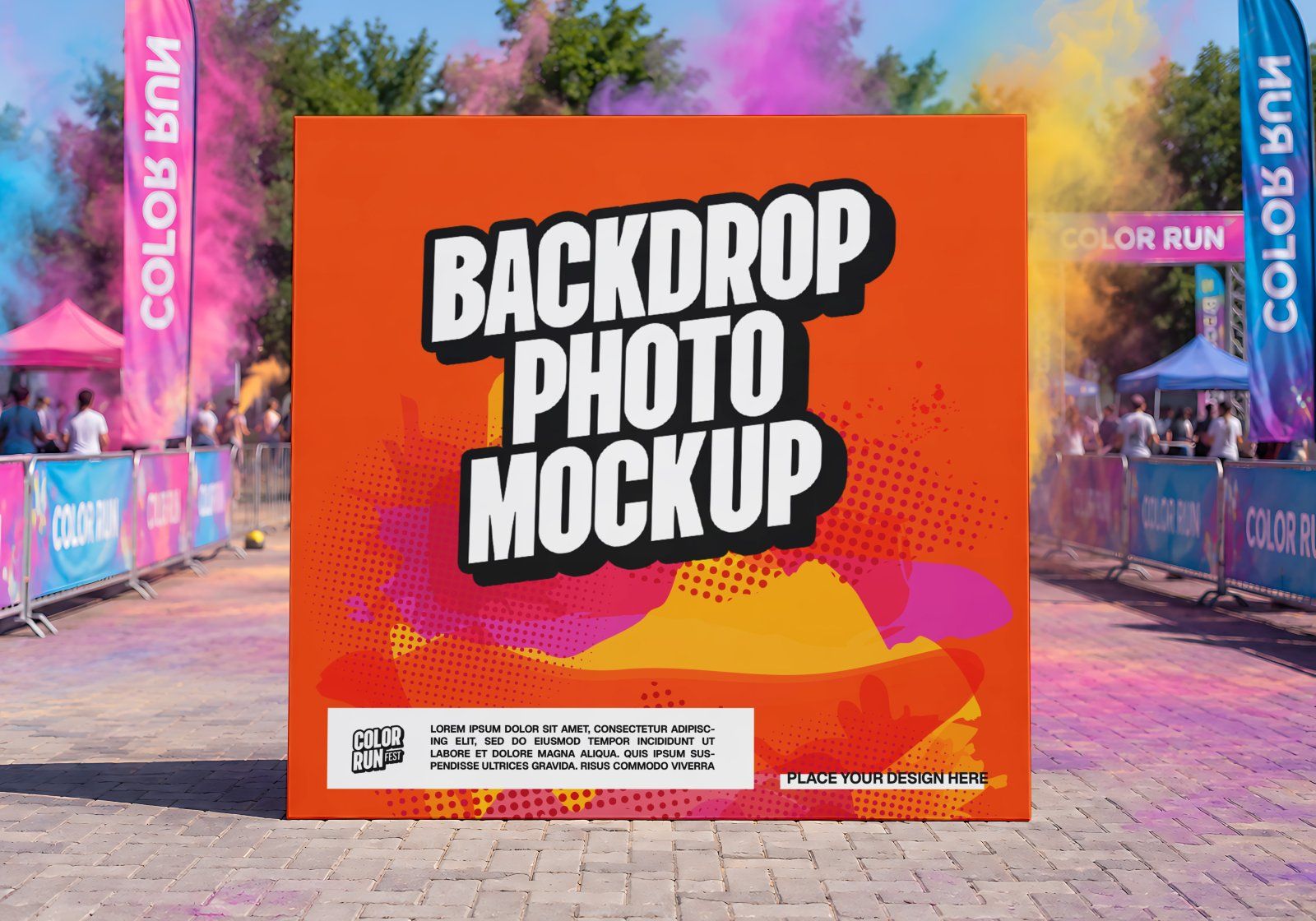 Premium Color Run Event Mockup Bundle – 15 Dynamic PSD Scenes for Sports Festival & Marathon Brandin