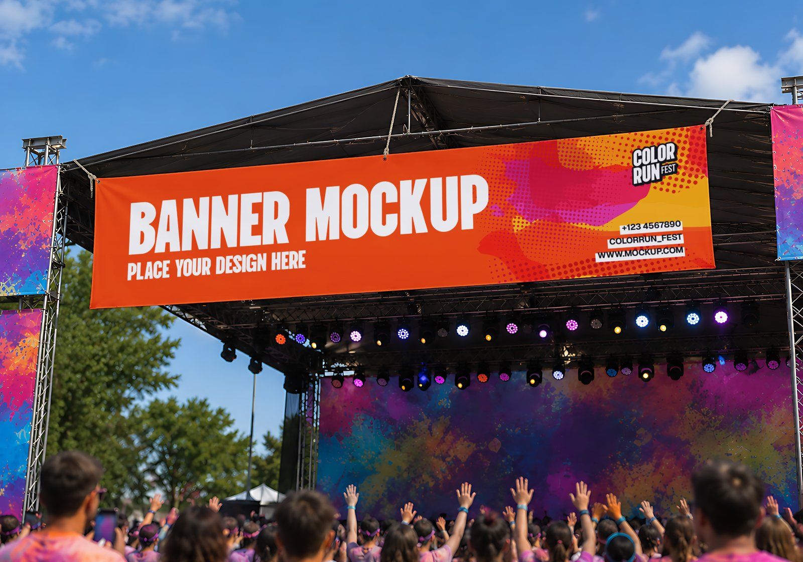 Premium Color Run Event Mockup Bundle – 15 Dynamic PSD Scenes for Sports Festival & Marathon Brandin