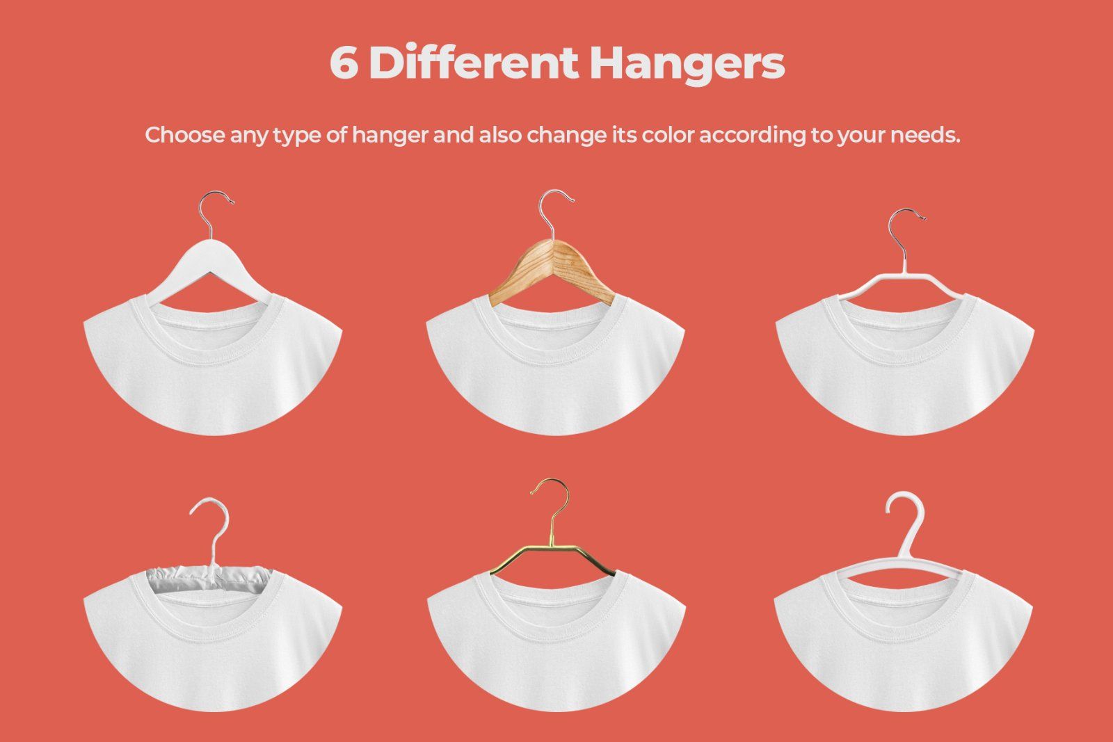2 Mockups Oversized T-shirts On 6 Different Hangers — image 3