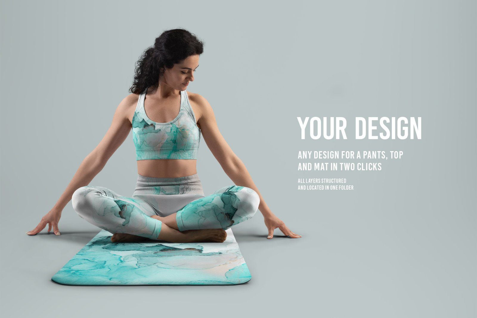 6 Mockups Leggings, Top and Mat for Yoga and Pilates. vol.01