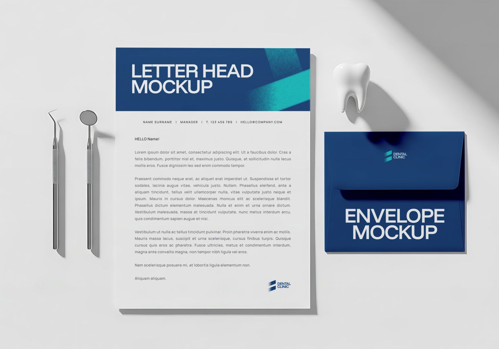 Premium Branding Blue Dental Care Mockup