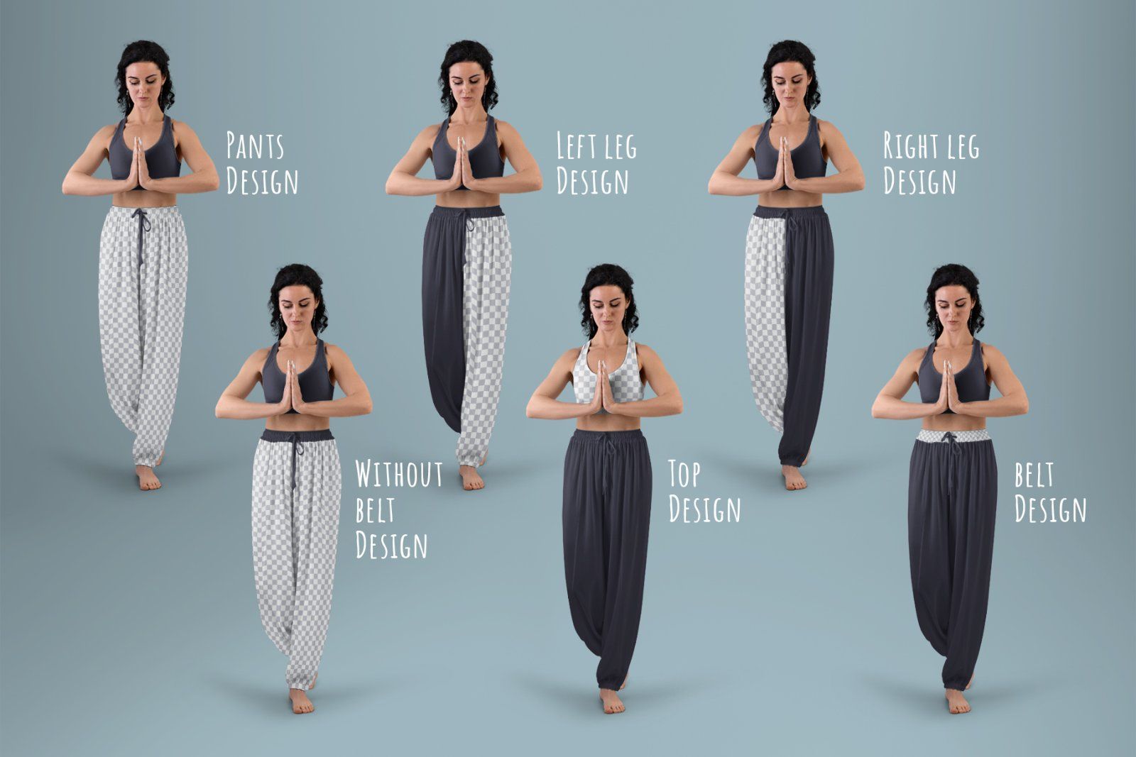 6 Wide Leg Pants Mockups and Top for Yoga and Pilates. vol.03