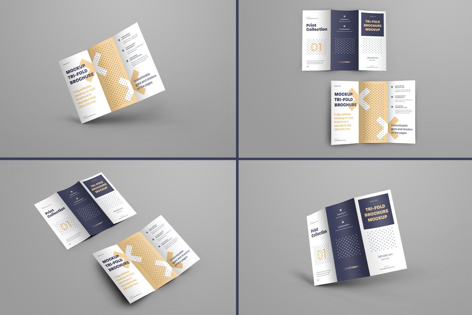 7 Mockups Leafleat DL Trifold Brochure