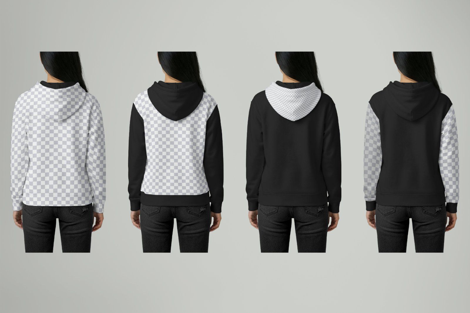 Women Hoodie Mockup Set Asian Model Studio. Generated Ai