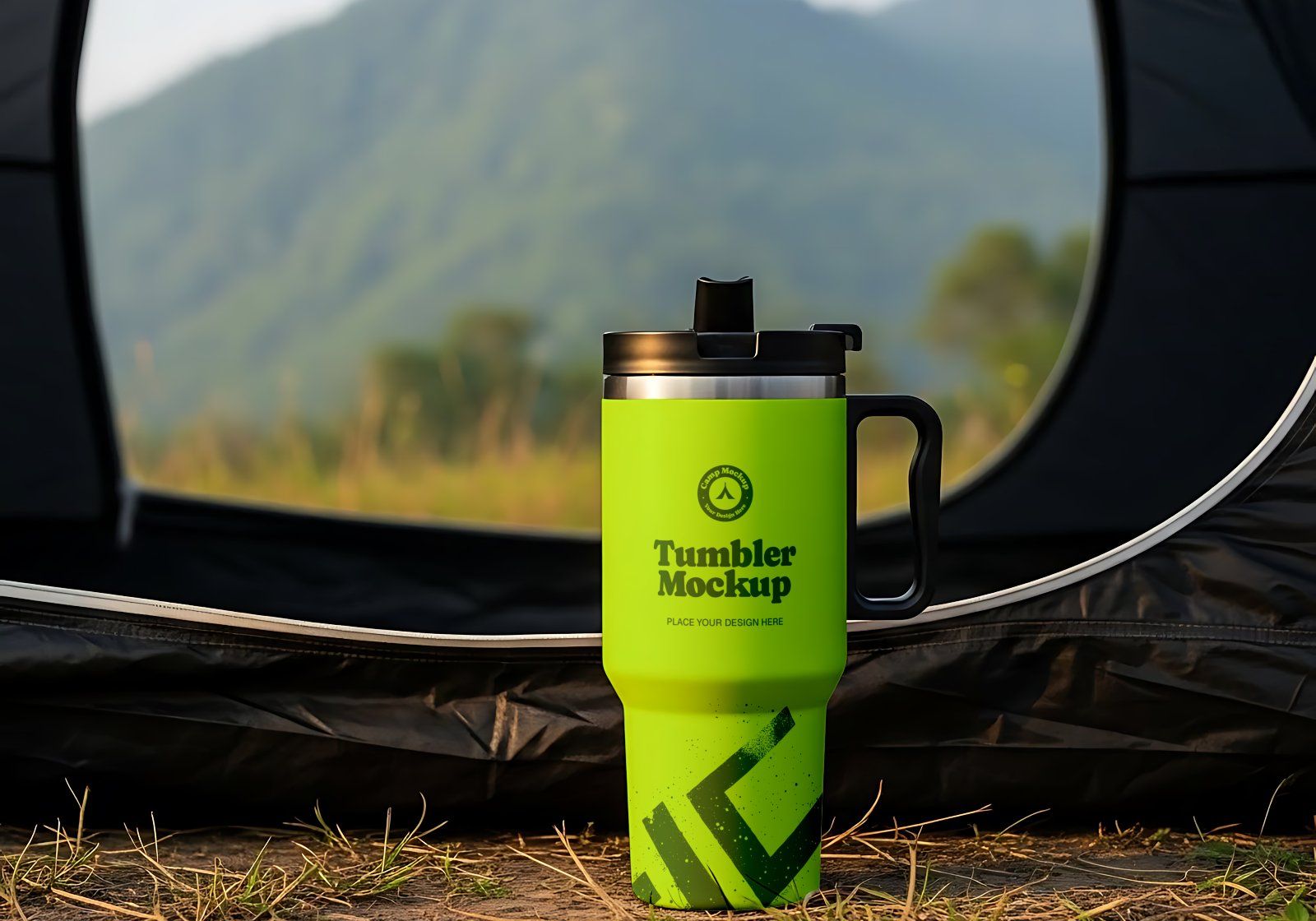 Premium Branding Green Camping Mockup