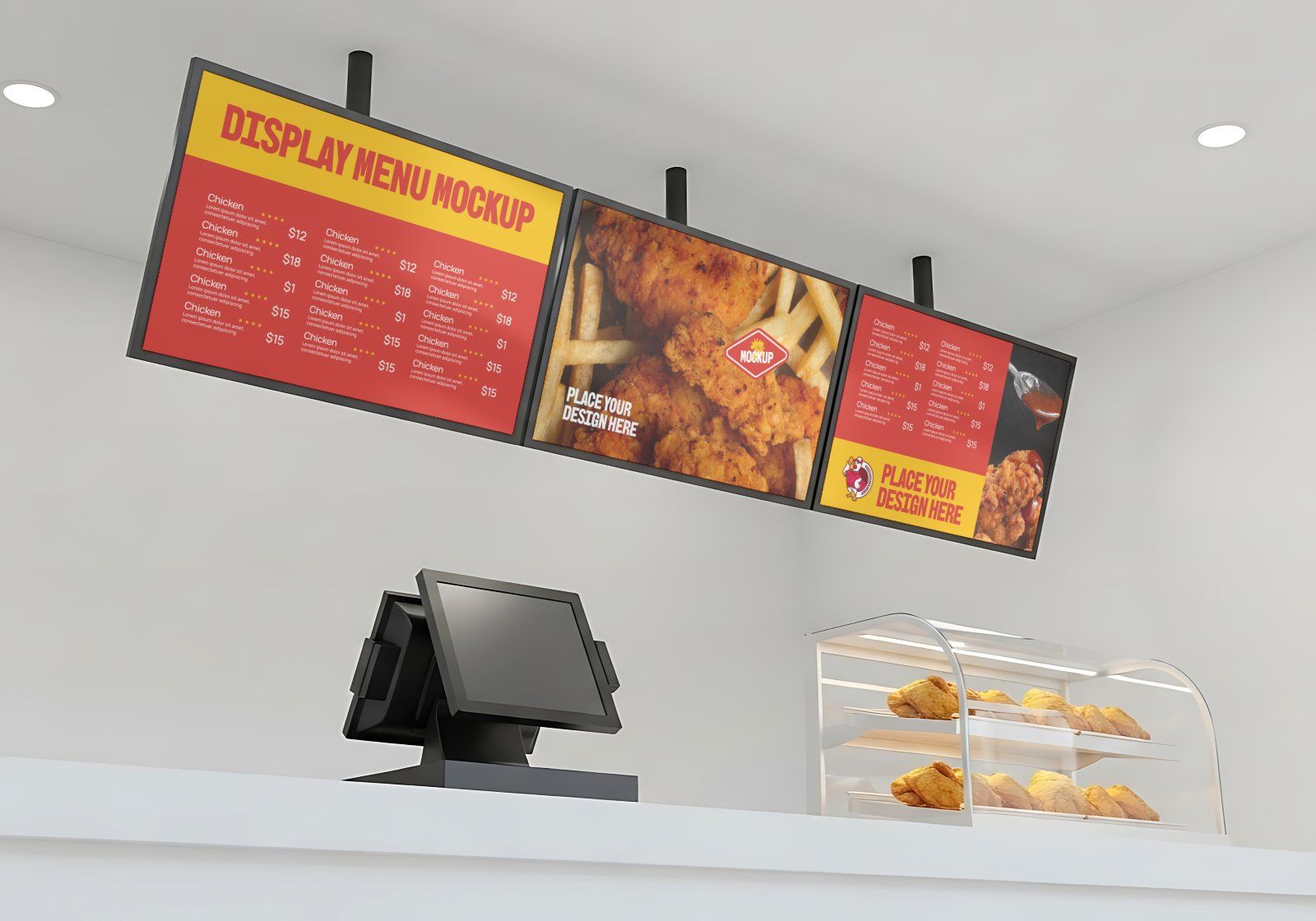 Premium Branding Fried Chicken Store Mockup