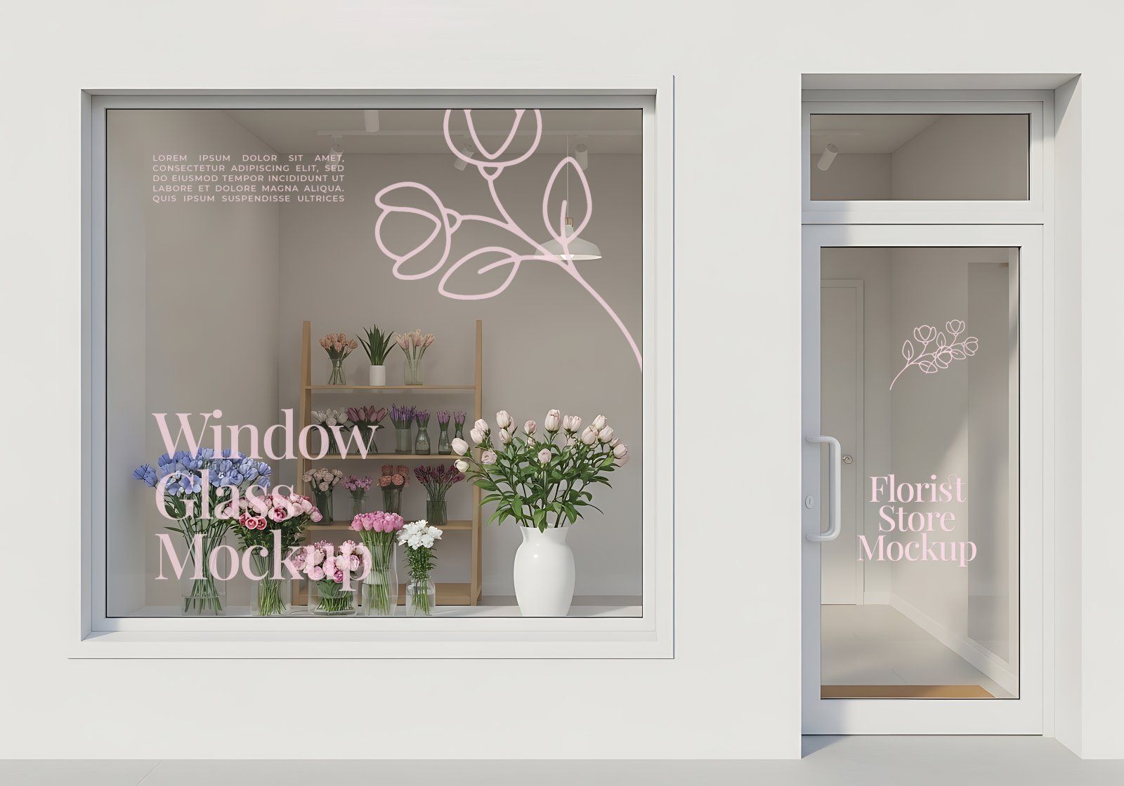 Premium Branding Red Florist Store Mockup