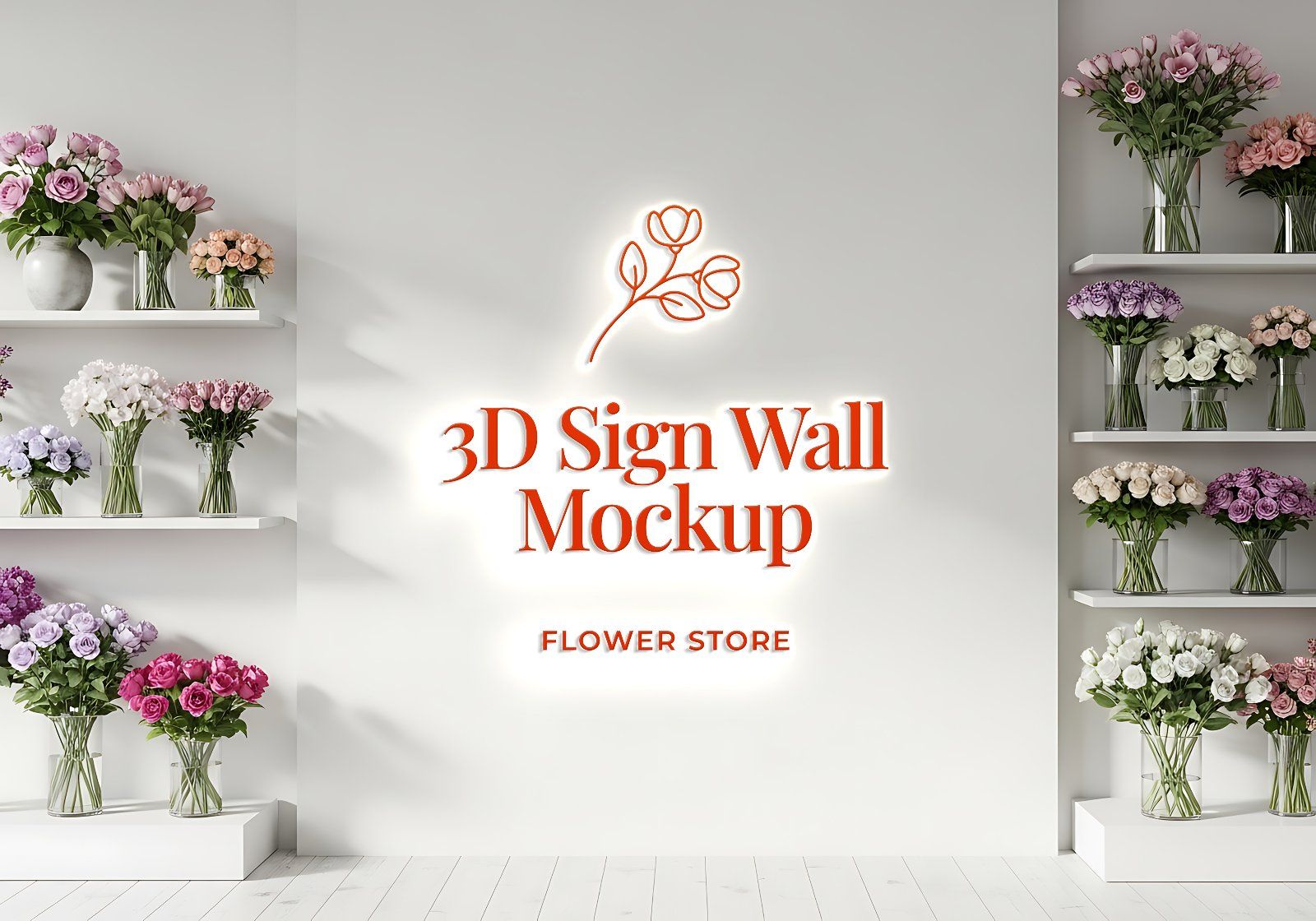 Premium Branding Red Florist Store Mockup