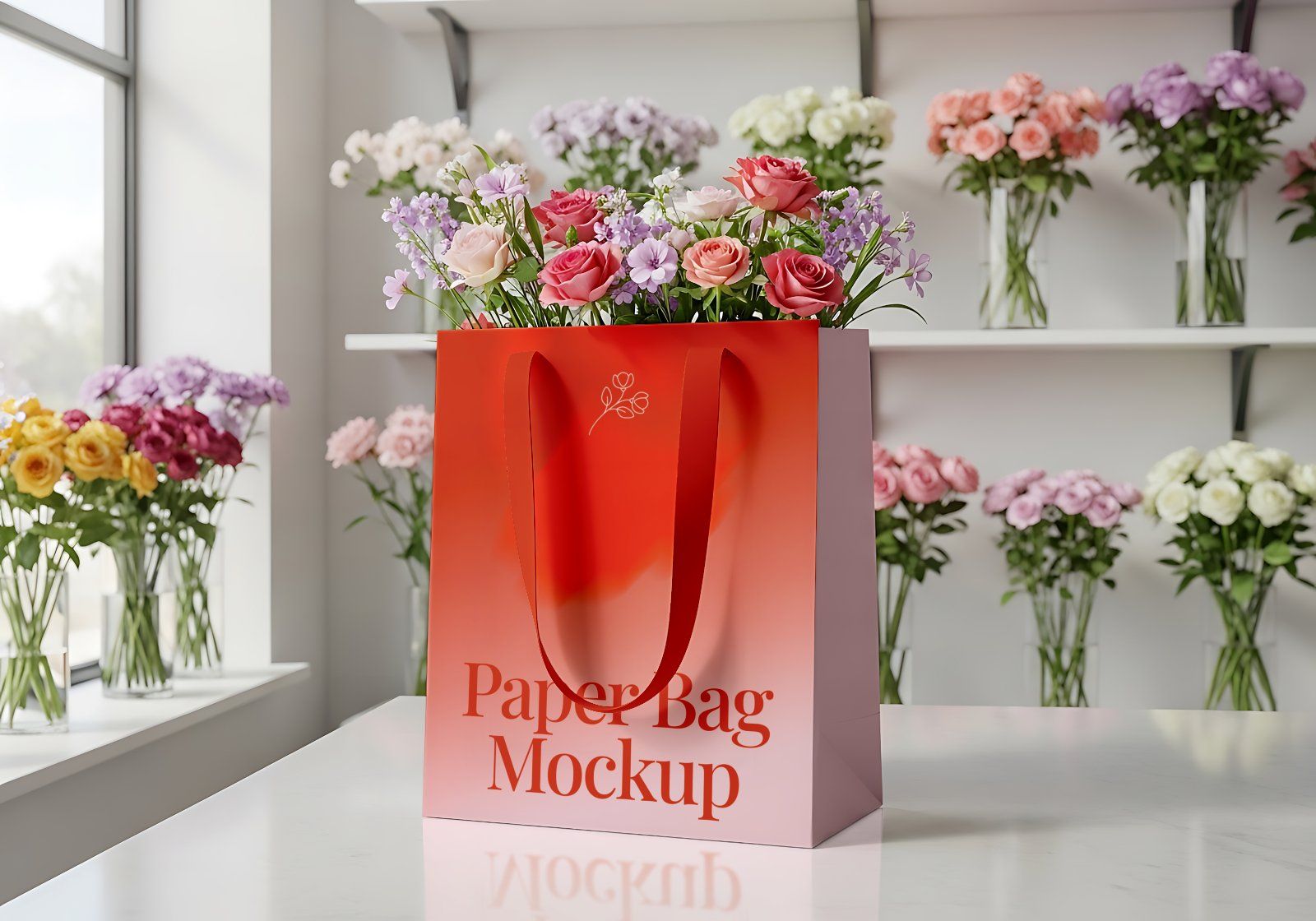 Premium Branding Red Florist Store Mockup