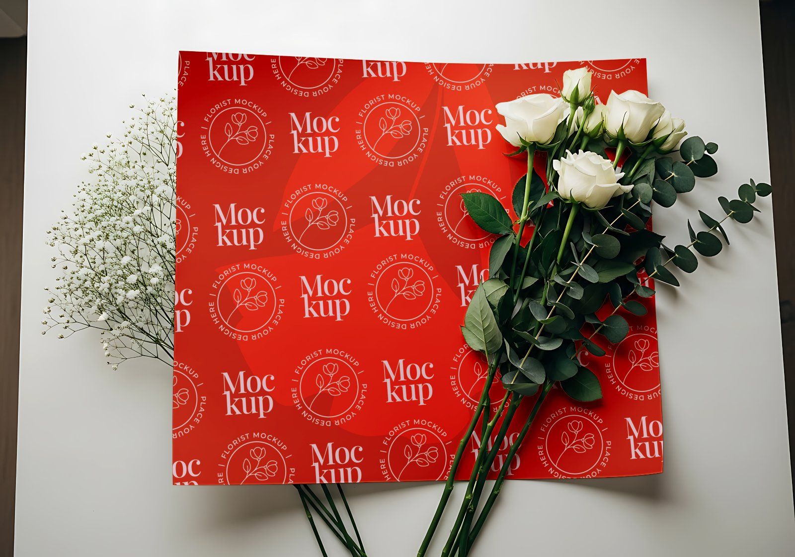 Premium Branding Red Florist Store Mockup