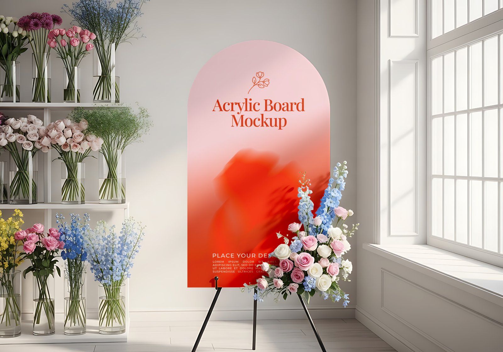 Premium Branding Red Florist Store Mockup