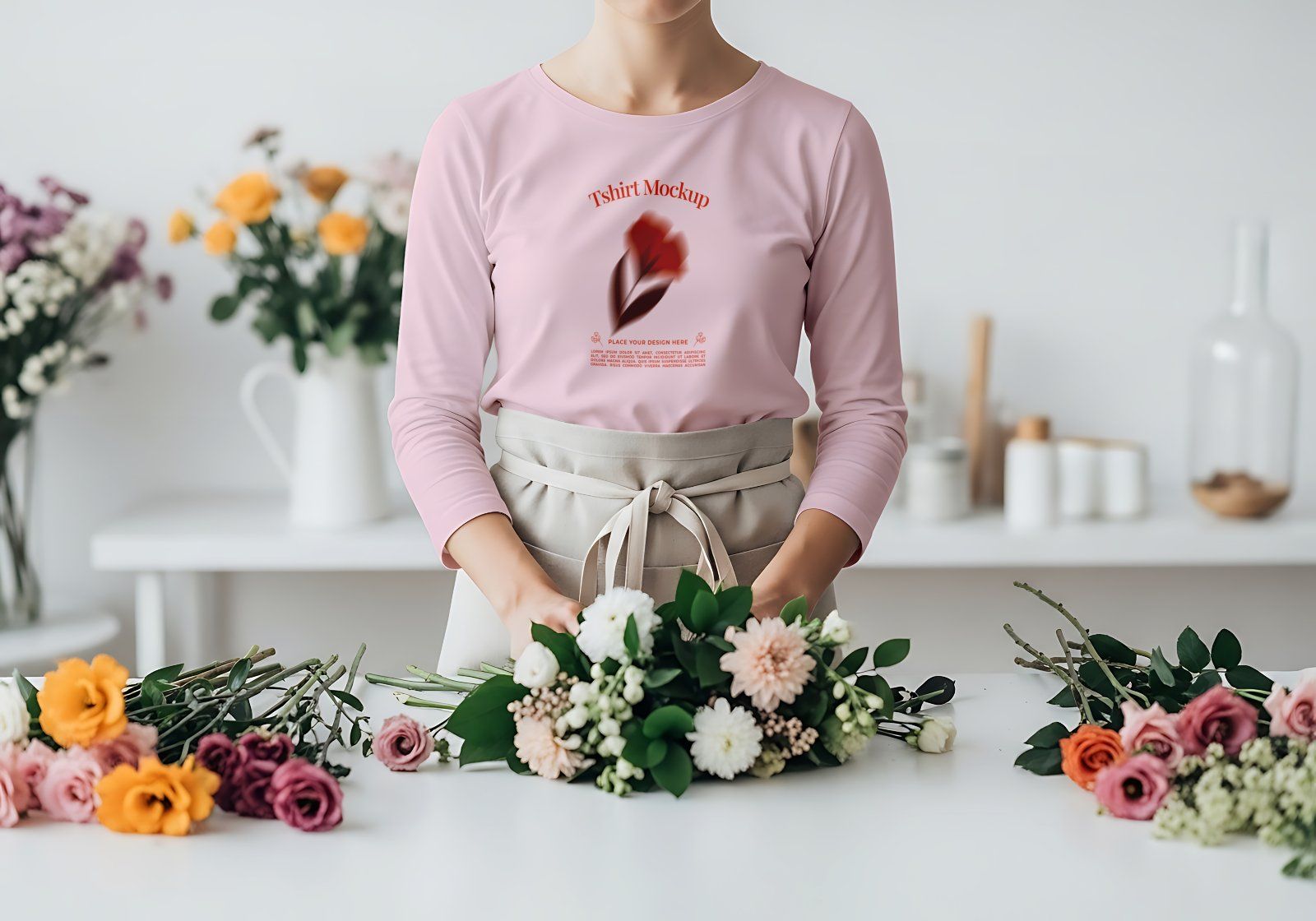 Premium Branding Red Florist Store Mockup