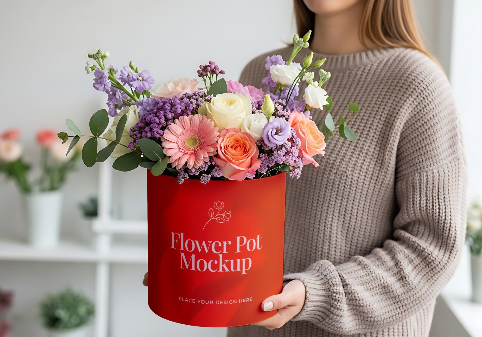 Premium Branding Red Florist Store Mockup