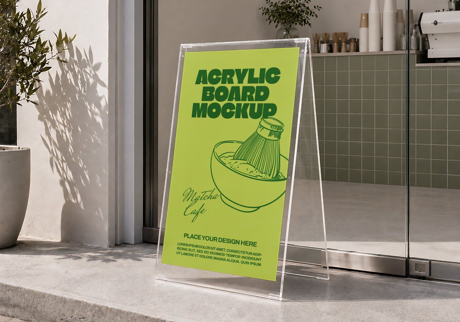 Premium Matcha Cafe Branding Mockup Bundle – 15 Aesthetic PSD Scenes for Tea House, Bakery & Packagi