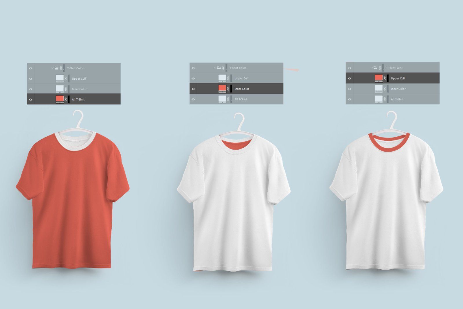2 Mockups Oversized T-shirts On 6 Different Hangers — image 5
