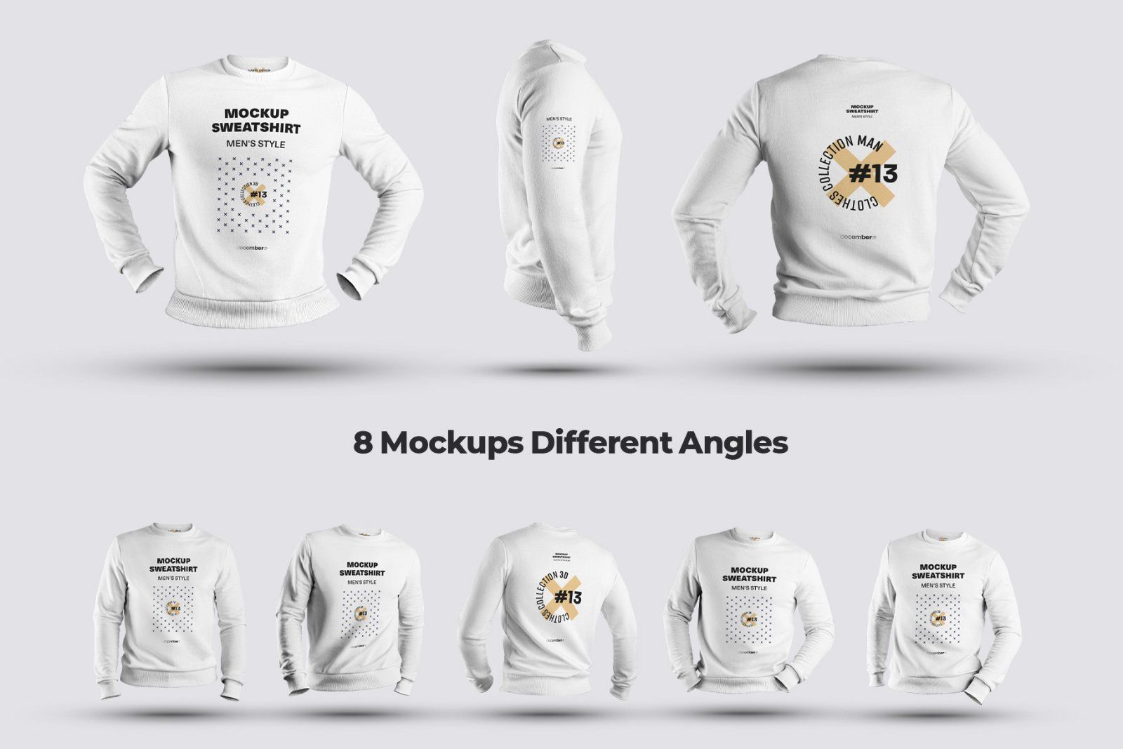 8 mockups mens 3D sweatshirt