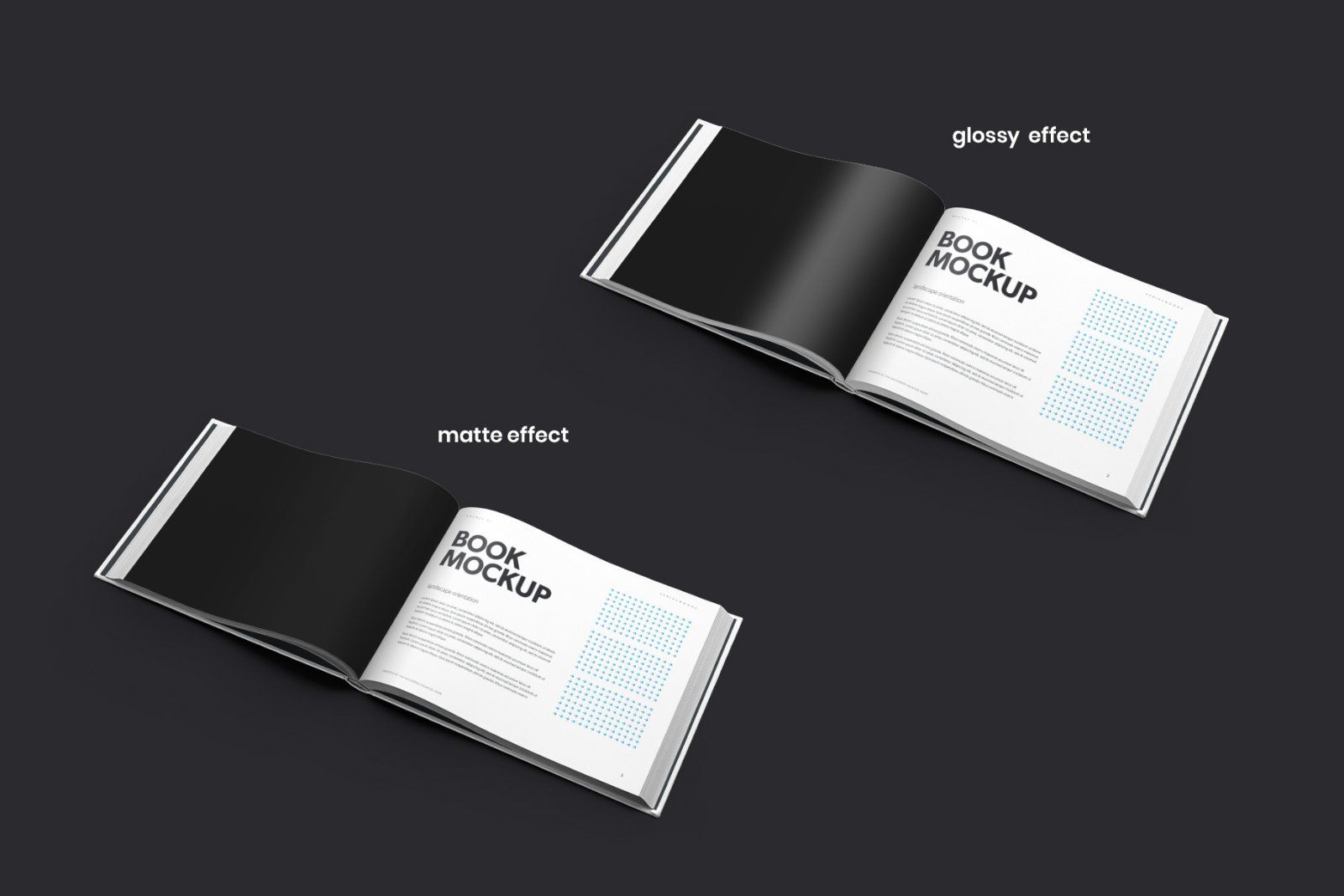 8 Book Mockups Hard Cover Landscape Oriantation
