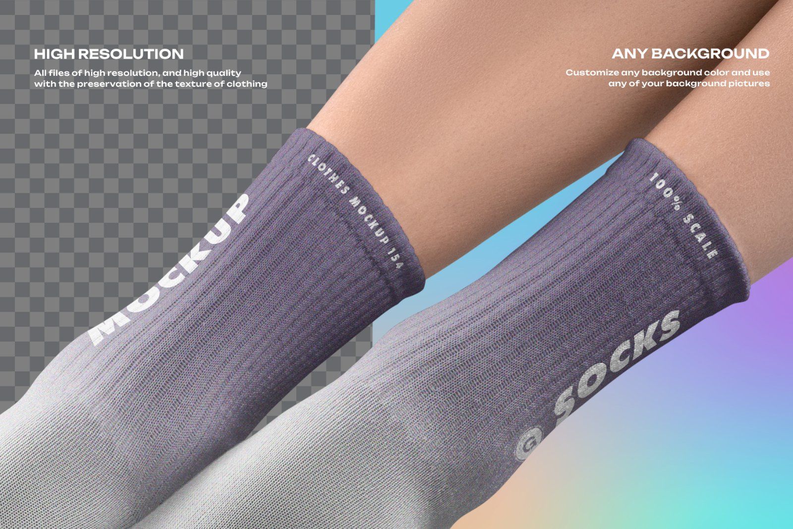 7 Medium Socks Mockup Set Female Legs
