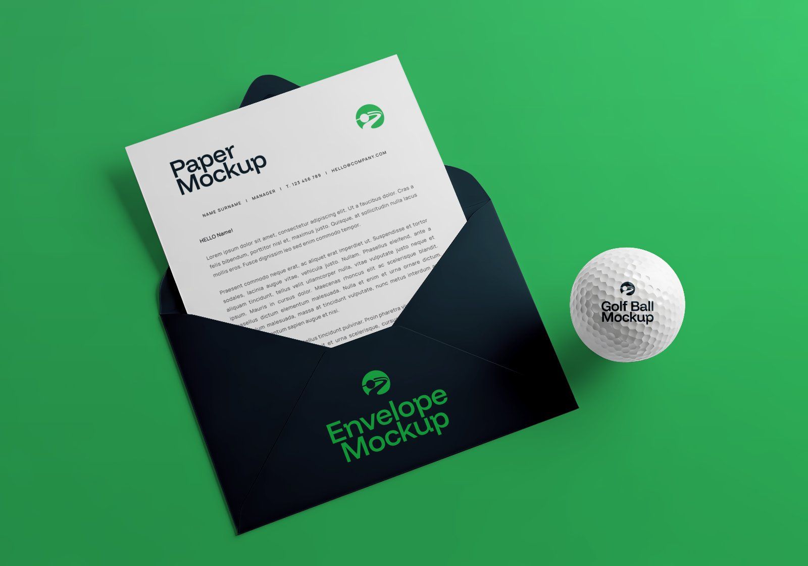 Premium Branding Green Pro Golf Mockup