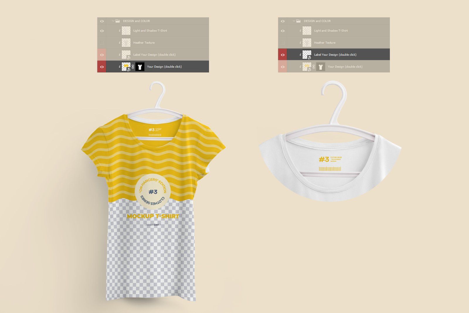 2 Mockups Woman T-shirts On 6 Different Hangers — image 6