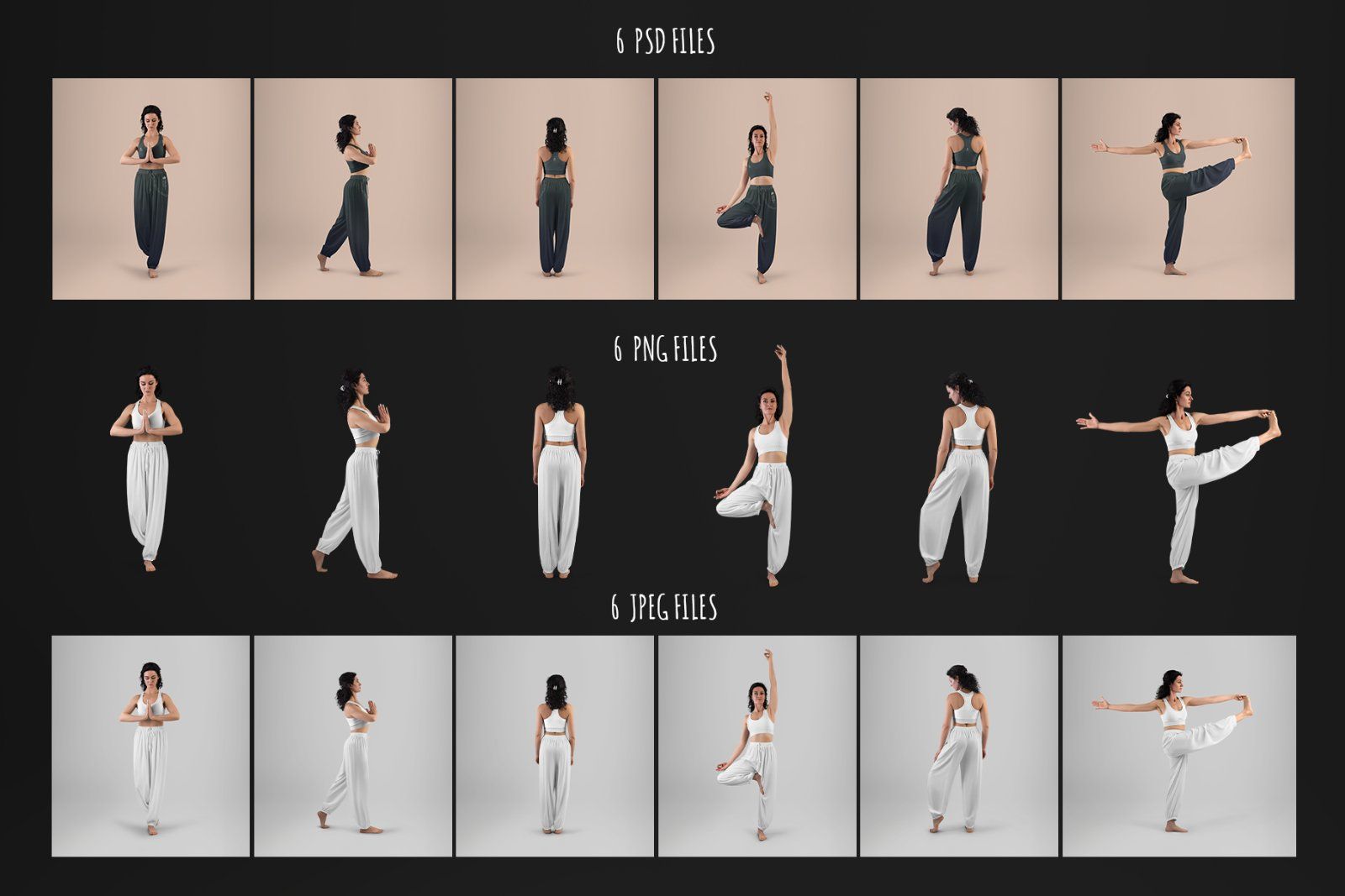 6 Wide Leg Pants Mockups and Top for Yoga and Pilates. vol.03