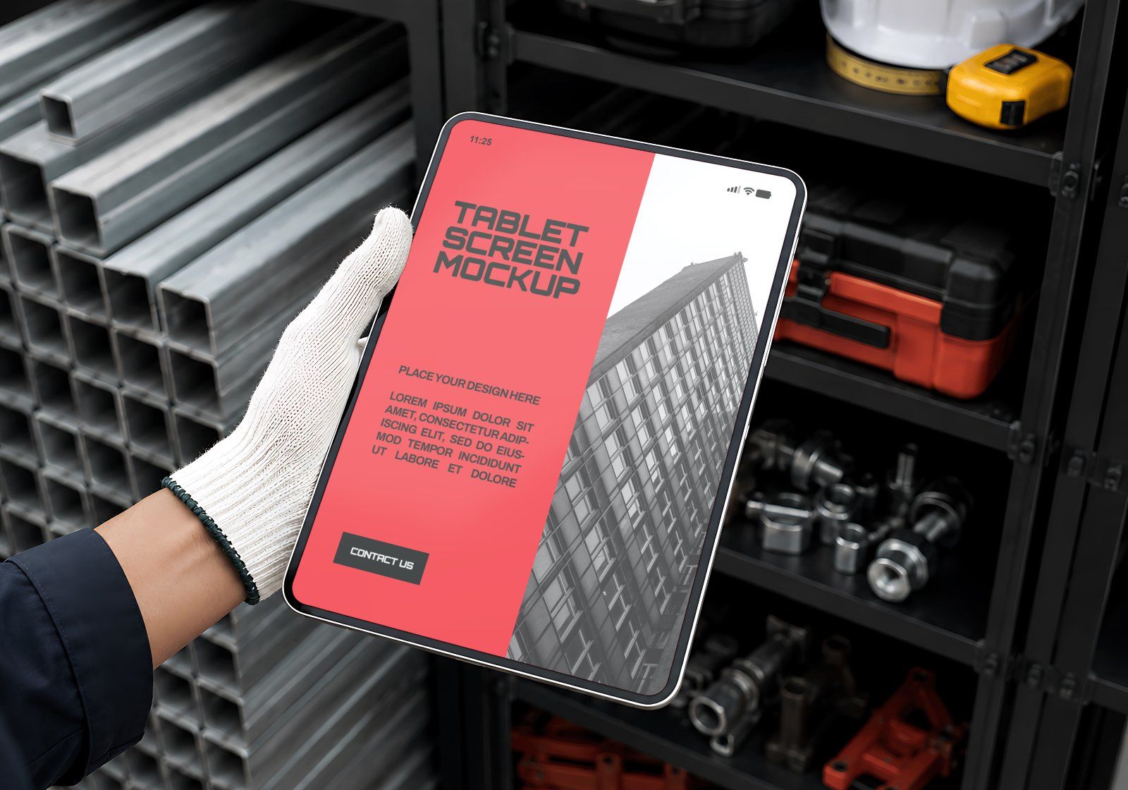 Premium Branding Red Constractor Mockup