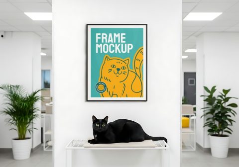 Pet Hotel Frame Mockup – Realistic PSD Template for Wall Art & Branding