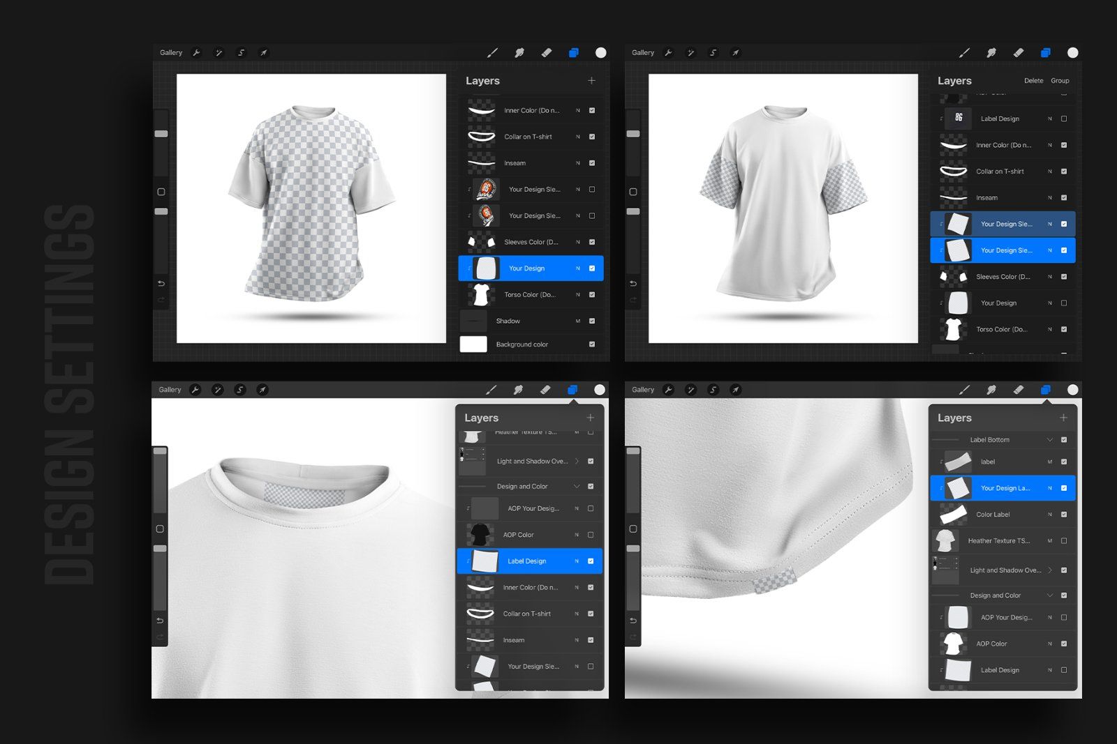 4 Mockups Oversize T-shirt for Procreate