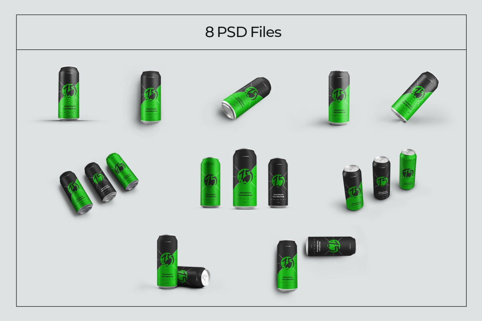 8 Mockups Aluminium Can 500 Ml