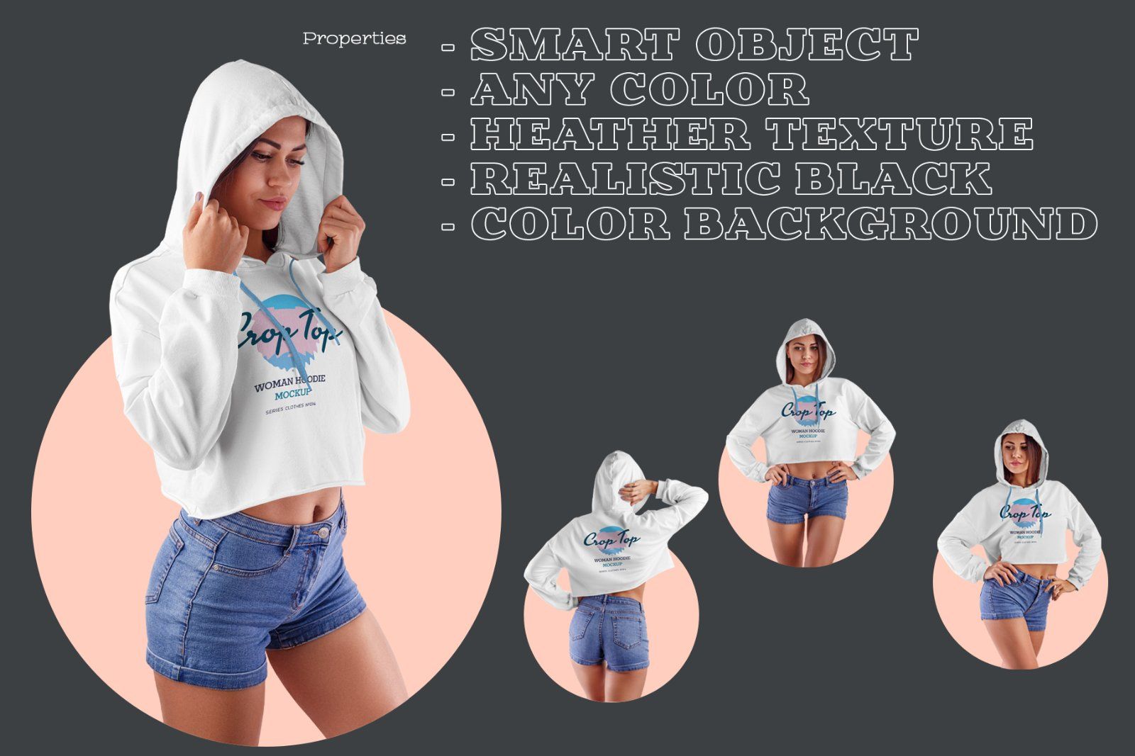 8 Mockups Women Crop Top Hoodie