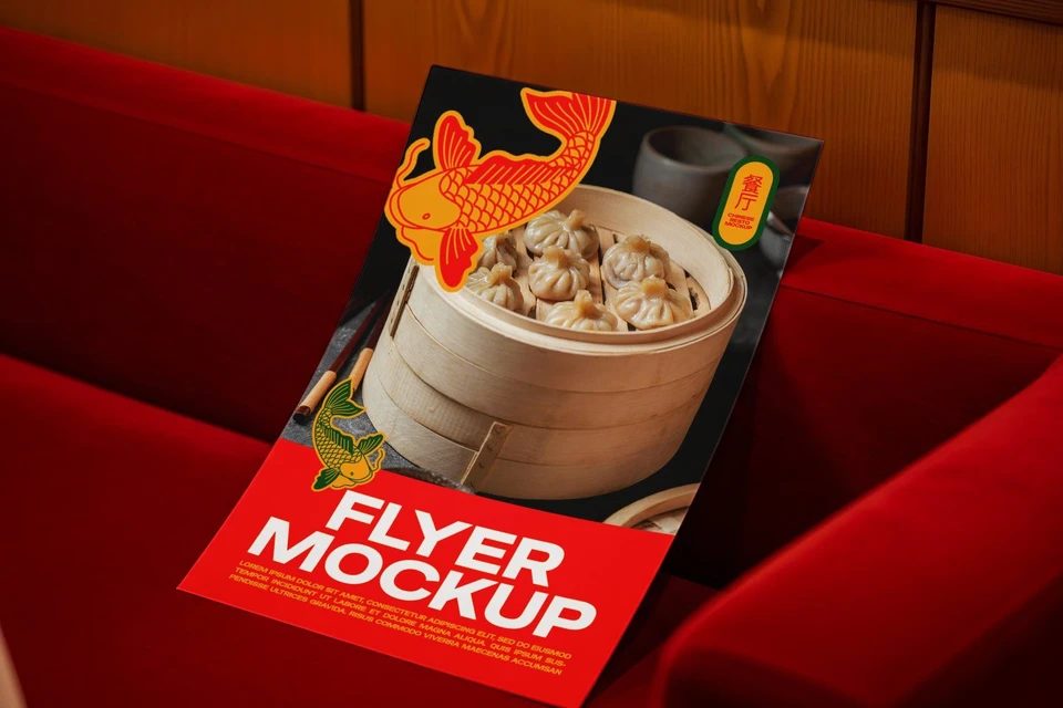 Chinese Restaurant Flyer Mockup – Realistic PSD Template for Food Promotion